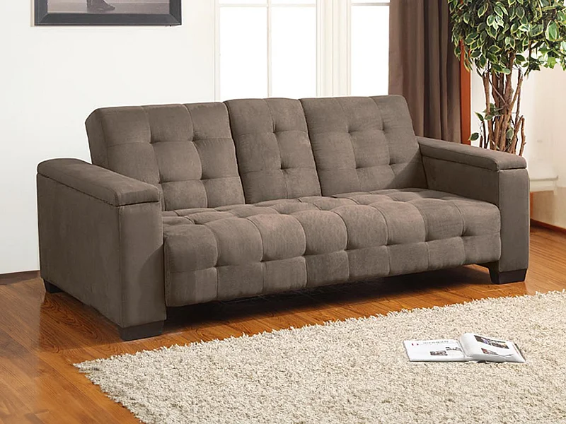 Sofá cama 3 plazas clic-clac DEVONSHIRE de microfibra - Marrón