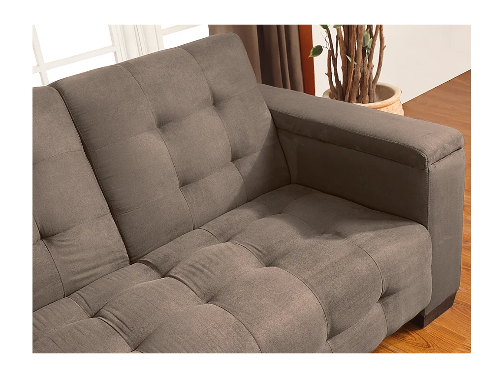 Sofá cama 3 plazas clic-clac DEVONSHIRE de microfibra - Marrón