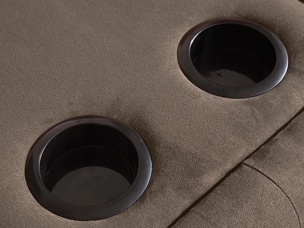 Canapé 3 places clic-clac en microfibre DEVONSHIRE avec tablette centrale rabattable -  Marron