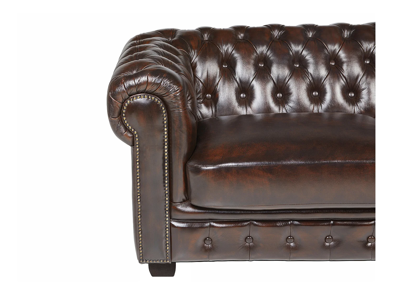 Chesterfield Ledersofa 3-Sitzer - 100% Büffelleder - Braun - BRENTON