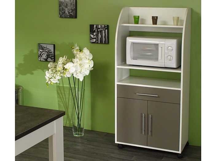 Mikrowellenschrank Coleen - Weiß &Taupe günstig kaufen