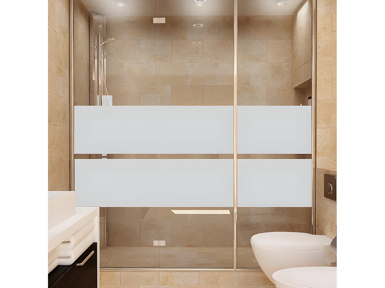 Film Fenêtre Anti Regard Occultant - BANDE PLEINE - Stickers Autocollant Brise-Vue pour Vitre & Porte de Douche - 55x100cm