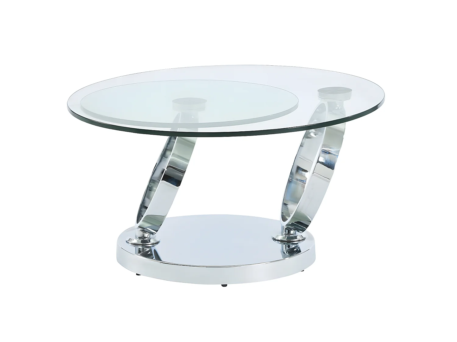 Ensemble table basse plateau pivotant transparent JOLINE et tapis shaggy gris MAZE