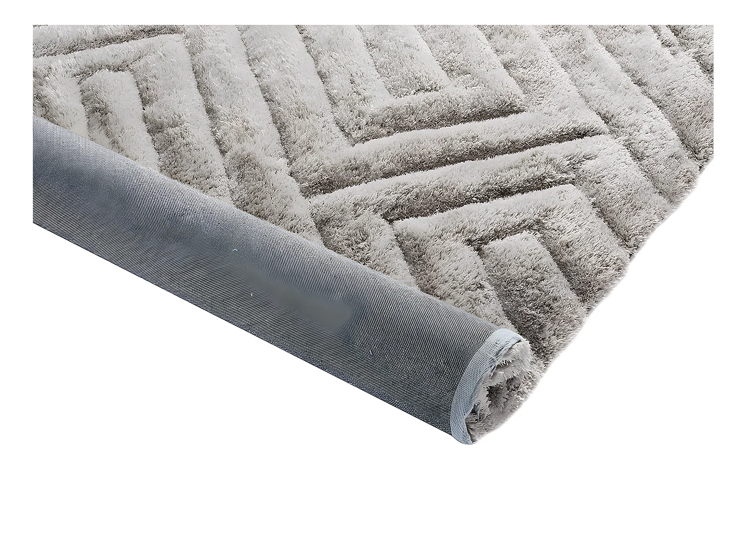 Ensemble table basse plateau pivotant transparent JOLINE et tapis shaggy gris MAZE