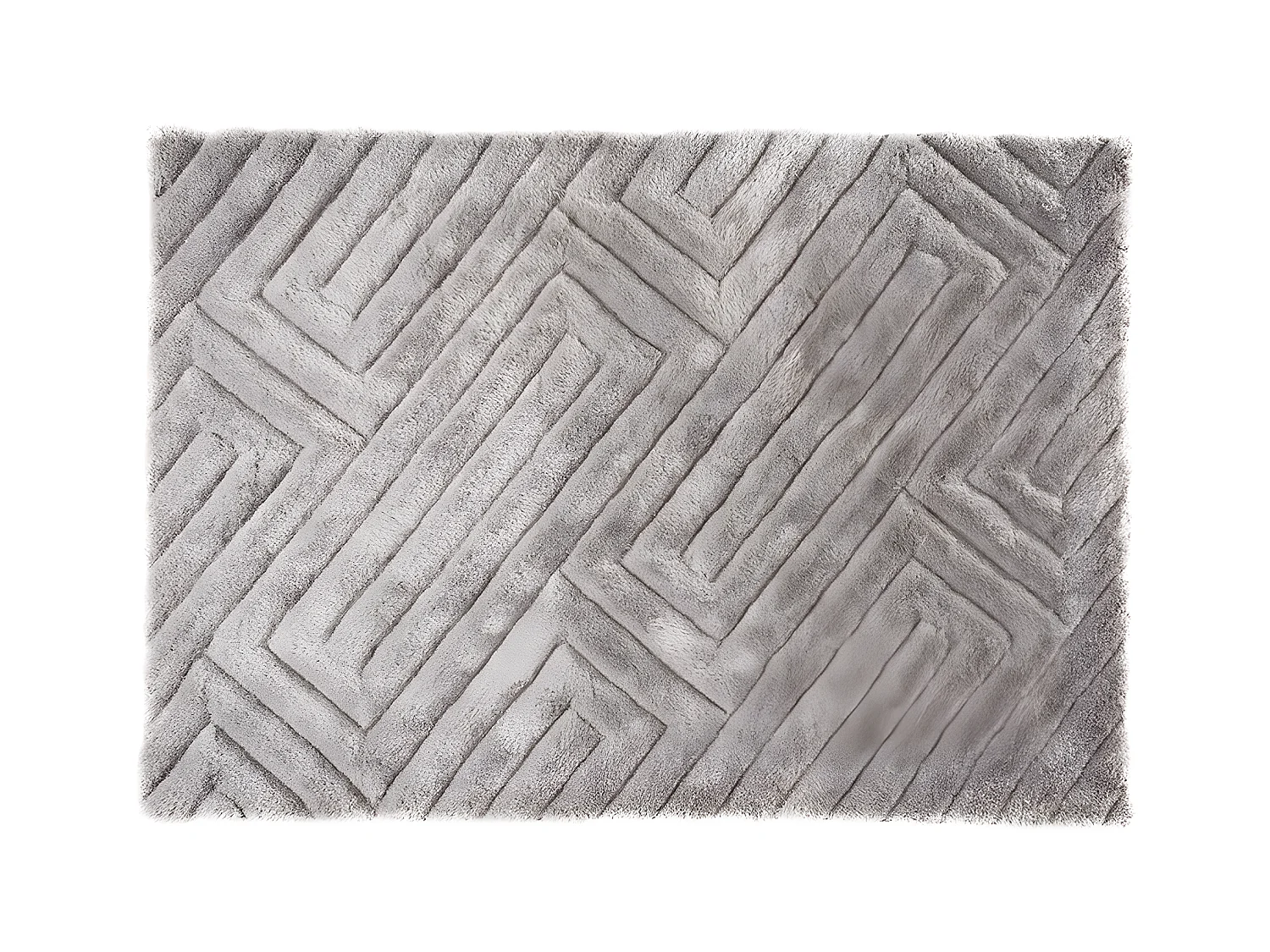 Ensemble table basse plateau pivotant transparent JOLINE et tapis shaggy gris MAZE