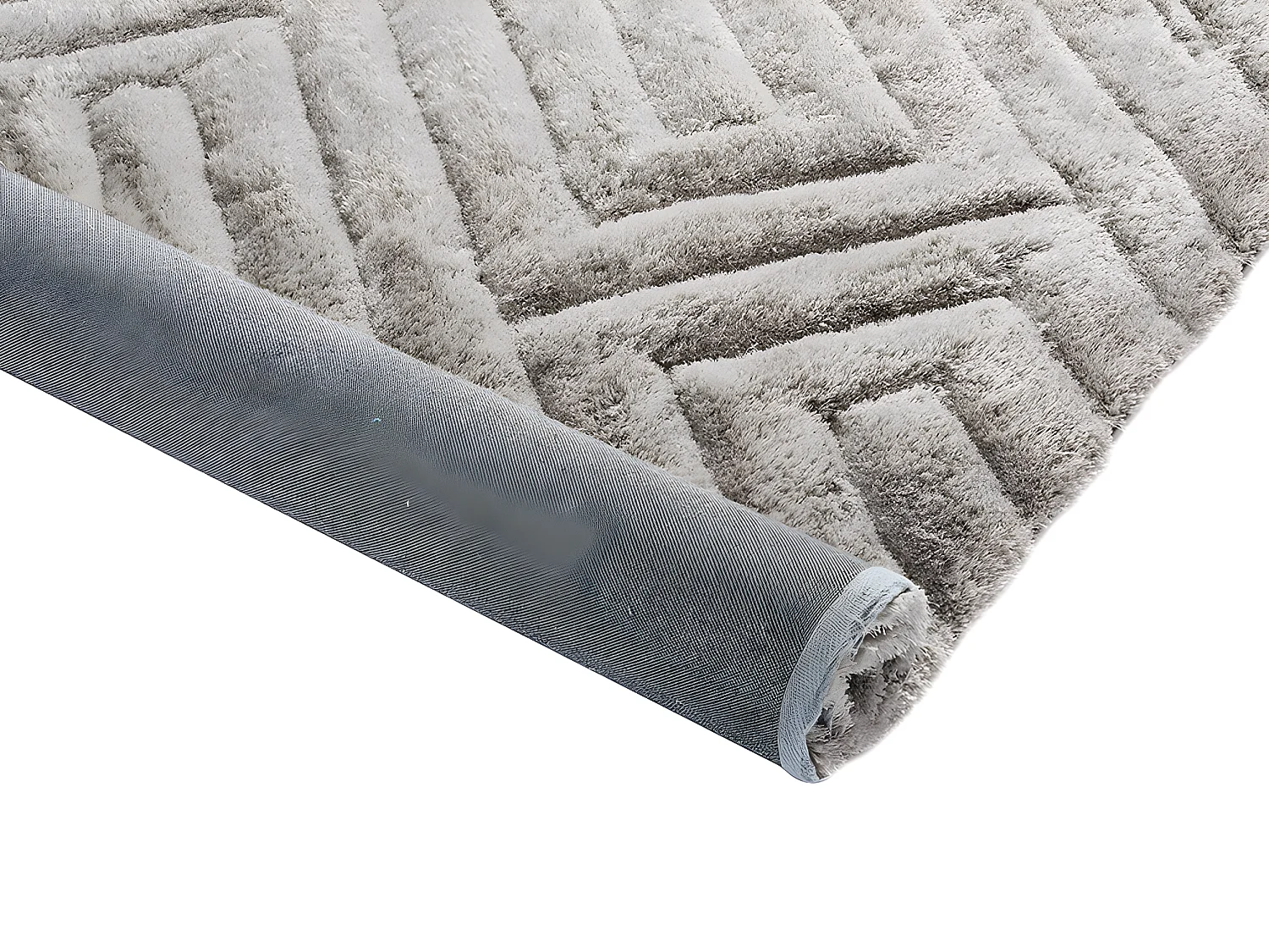 Ensemble table basse plateau pivotant transparent JOLINE et tapis shaggy gris MAZE