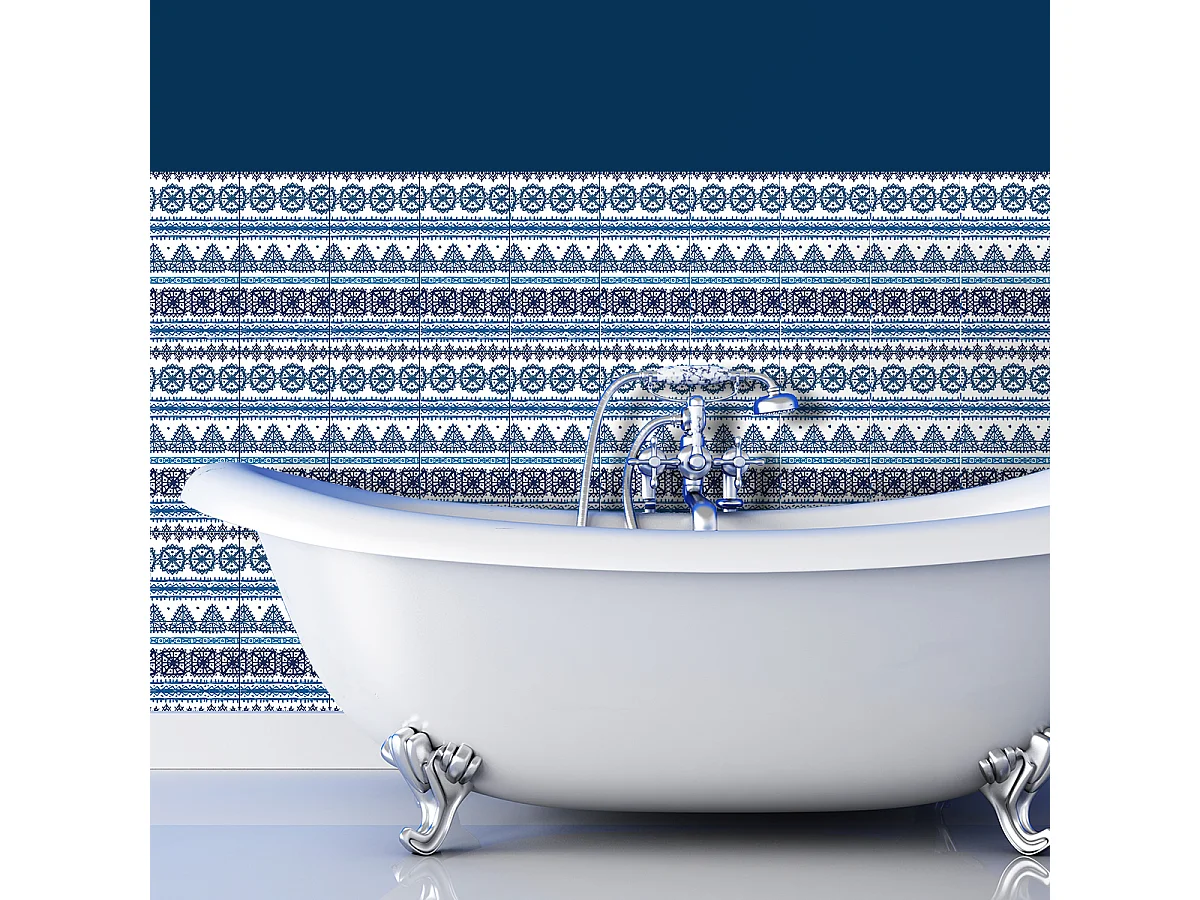 Sticker Mural Carrelage adhésif Cuisine Salle de Bain - 60 STICKERS CARREAUX DE CIMENT ETHNIQUE ACCRA - 60stickers15x15cm