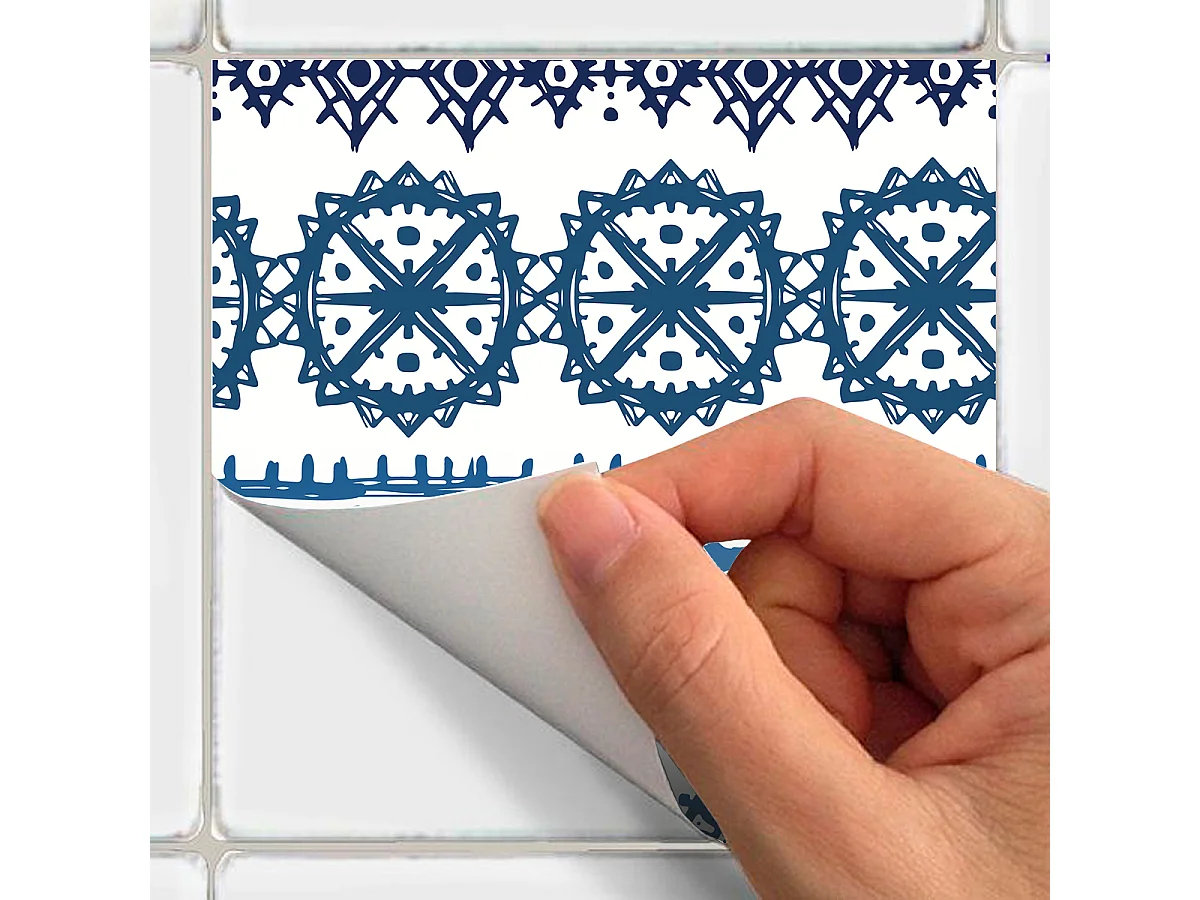 Sticker Mural Carrelage adhésif Cuisine Salle de Bain - 60 STICKERS CARREAUX DE CIMENT ETHNIQUE ACCRA - 60stickers15x15cm