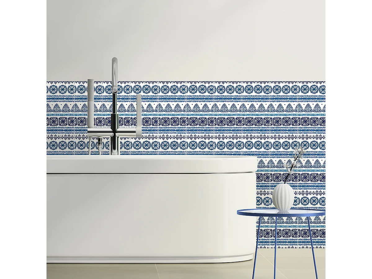 Sticker Mural Carrelage adhésif Cuisine Salle de Bain - 60 STICKERS CARREAUX DE CIMENT ETHNIQUE ACCRA - 60stickers15x15cm