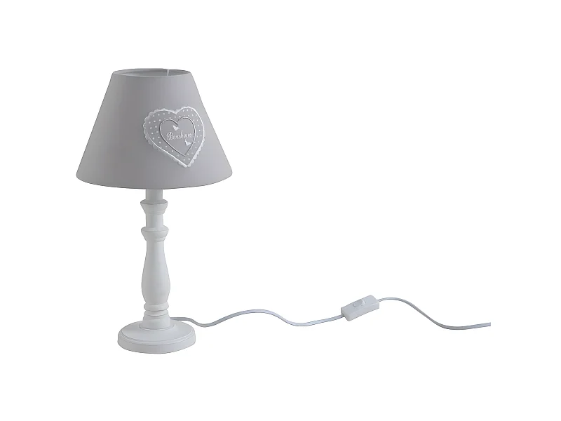Lampe à poser grise coeur