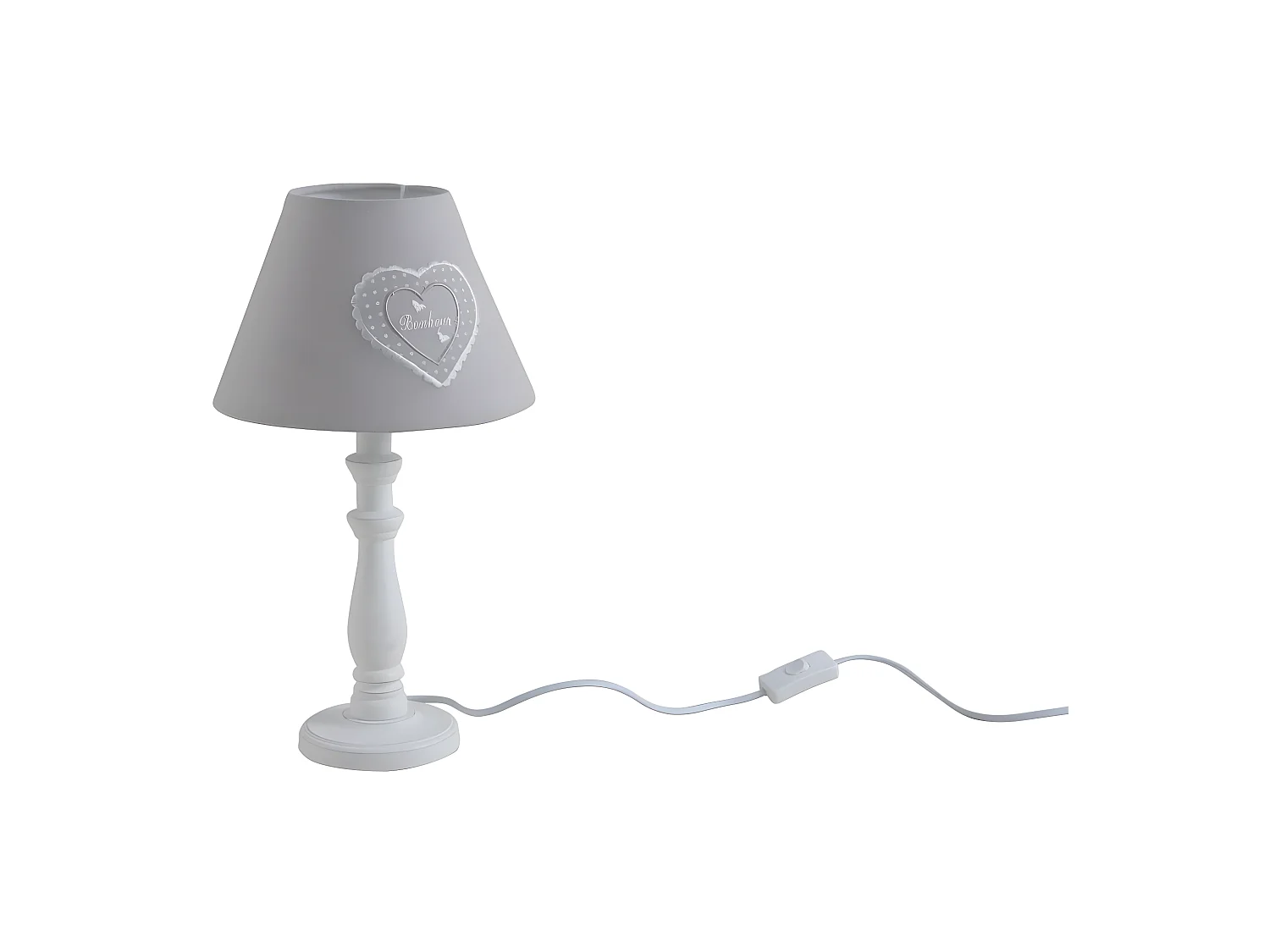Lampe à poser grise coeur