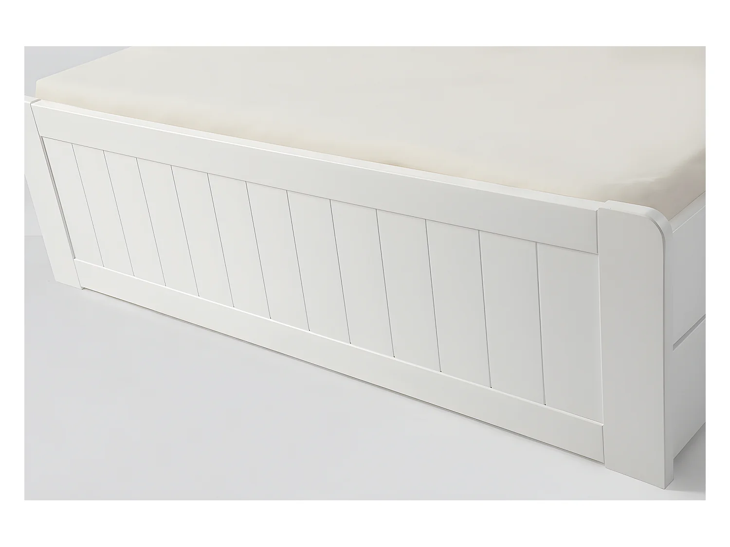 Lit avec rangements 140 x 190 cm - Blanc - MEDERICK