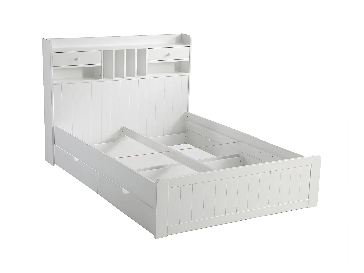 Lit avec rangements 140 x 190 cm - Blanc - MEDERICK