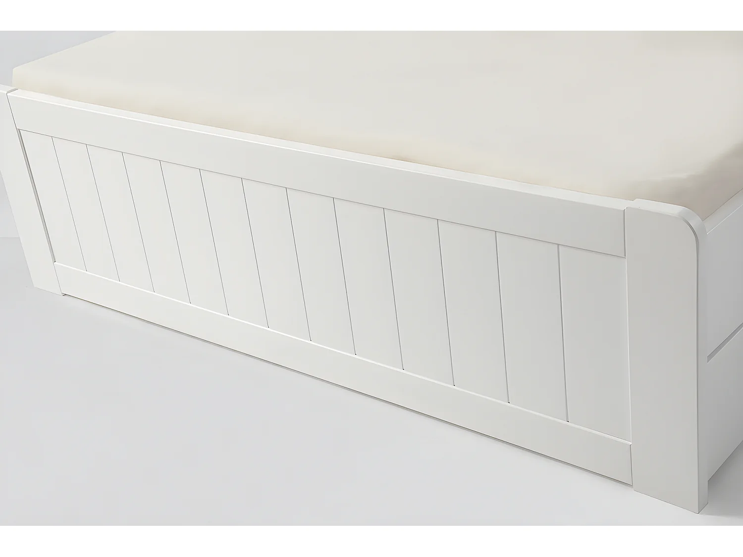 Cama com arrumação - 140 x 190 cm - Pinho branco - MEDERICK