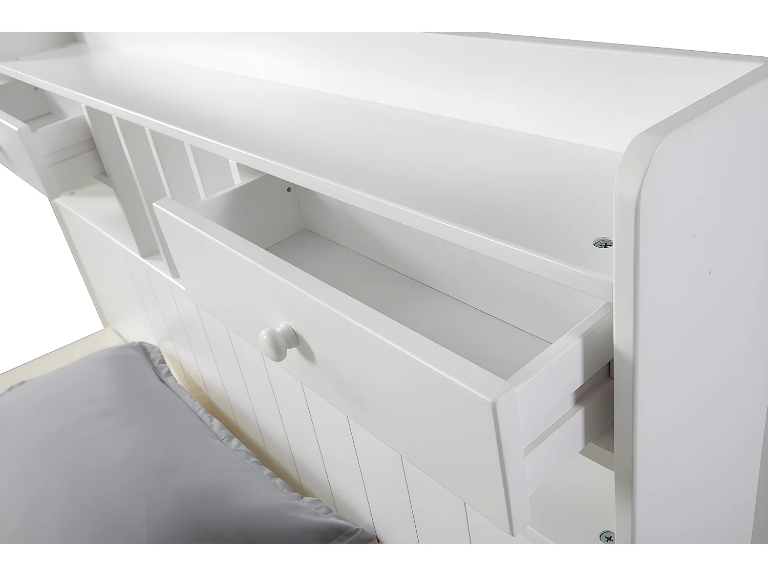 Cama com arrumação - 140 x 190 cm - Pinho branco - MEDERICK