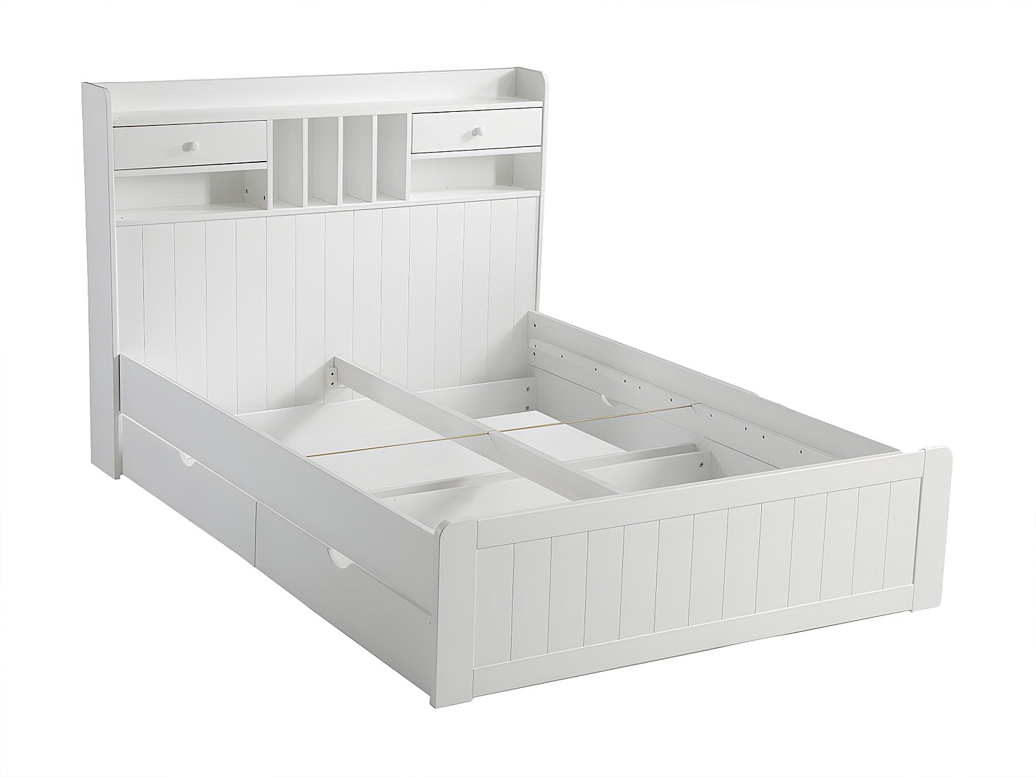 Bett mit Stauraum & Schubladen - 140 x 190 cm - Weiß - MEDERICK günstig online kaufen