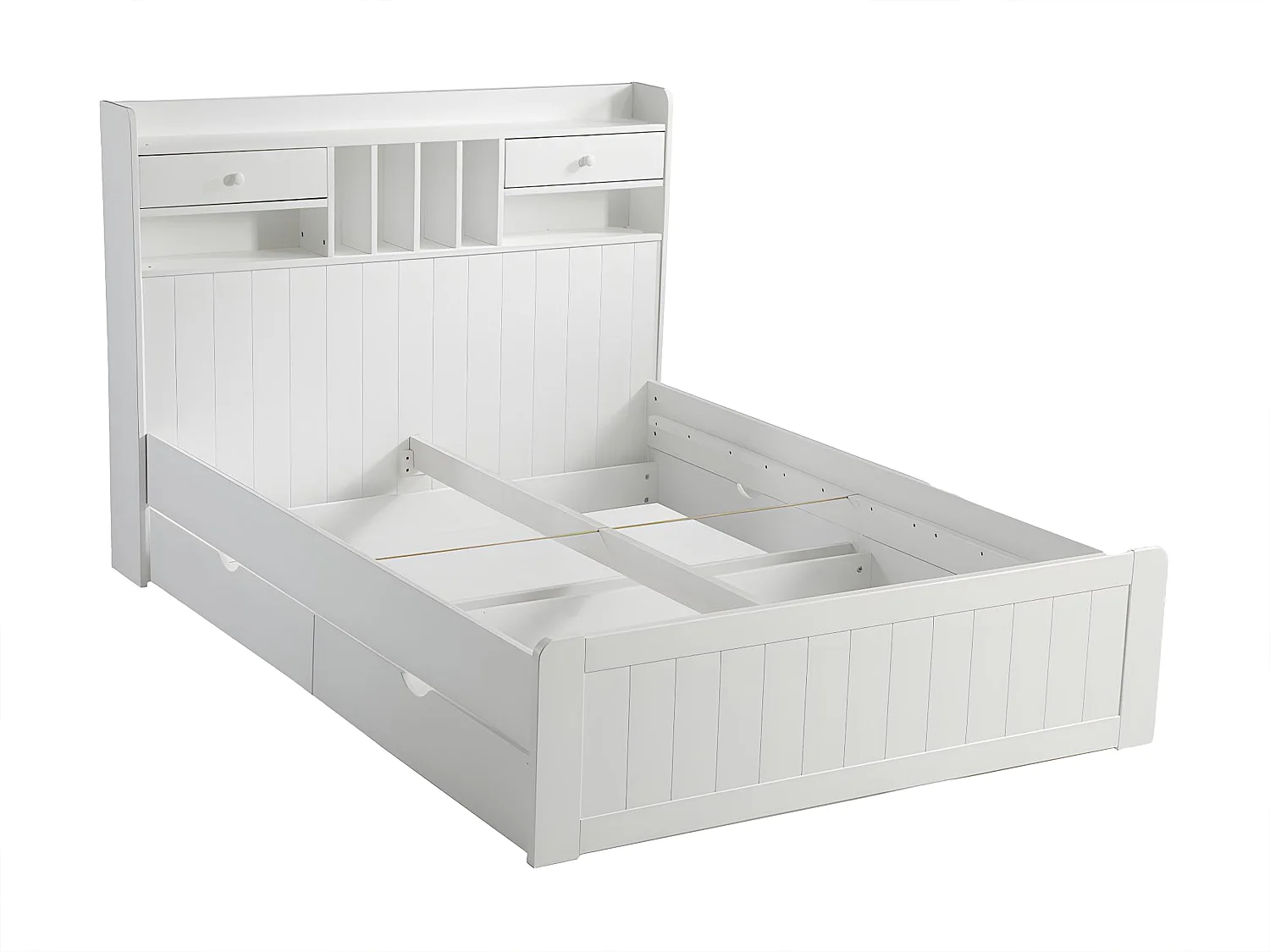 Cama com arrumação - 140 x 190 cm - Pinho branco - MEDERICK