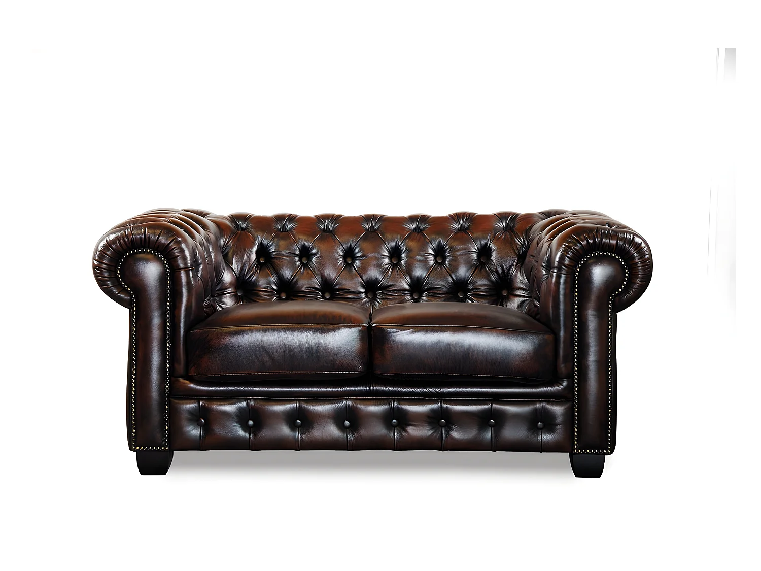 Sofá 3+2 plazas chesterfield BRENTON 100% piel de búfalo  - Marrón