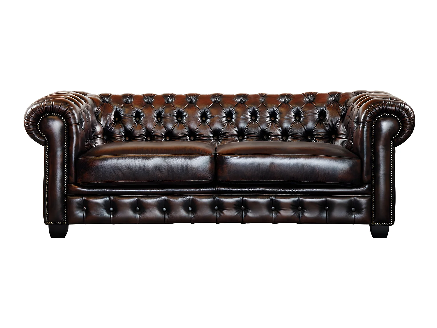 Sofá 3+2 plazas chesterfield BRENTON 100% piel de búfalo  - Marrón