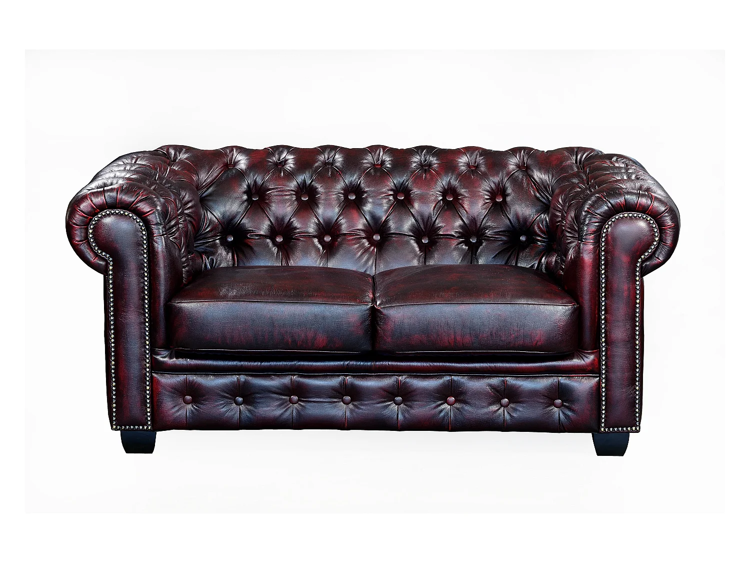 Chesterfield Garnitur 3+2  - Büffelleder - Rotbraun - BRENTON