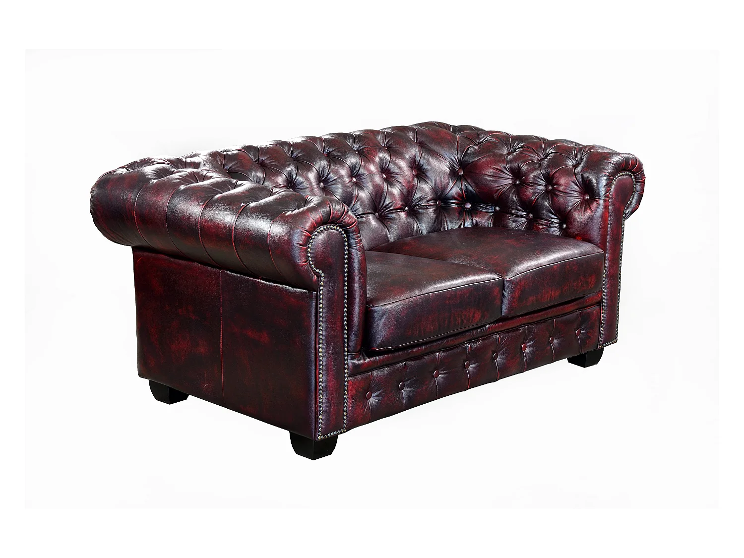 Chesterfield Garnitur 3+2  - Büffelleder - Rotbraun - BRENTON