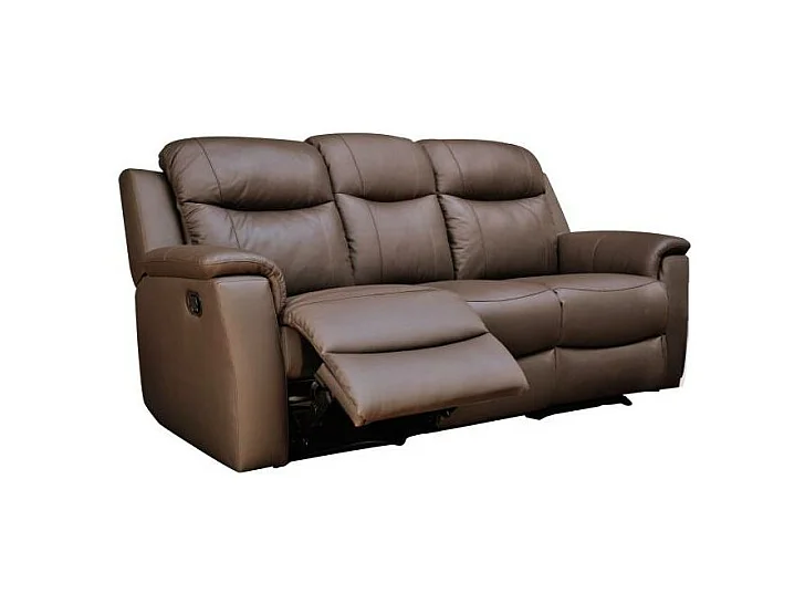 Driezits, tweezits relaxbank en relaxfauteuil EVASION van leer - bruin
