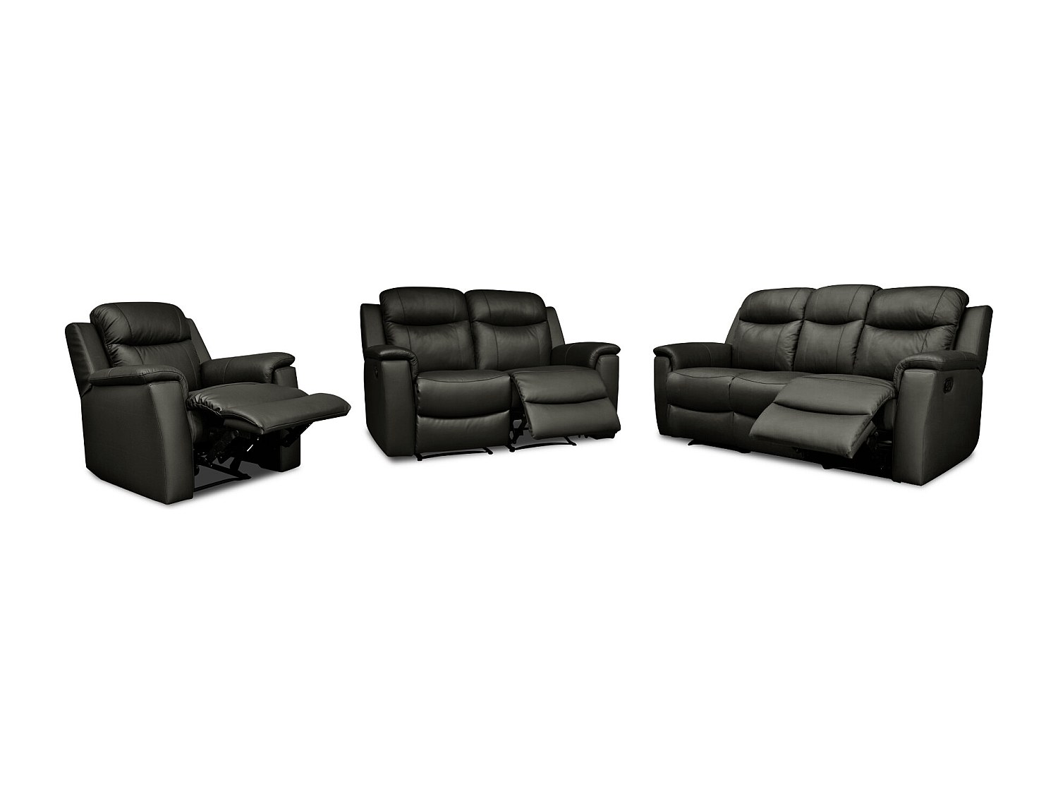 Vente-unique Ledergarnitur Relax 3+ - Schwarz - Evasion