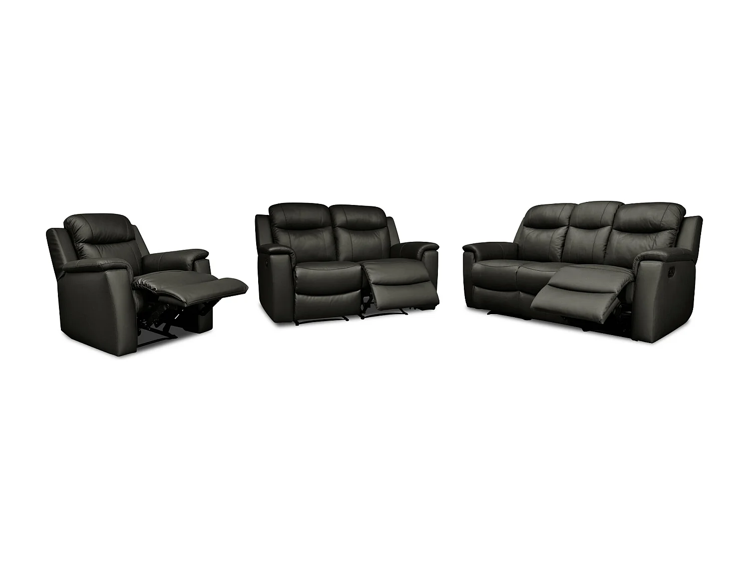 Driezits- en tweezits relaxbank en relaxfauteuil EVASION van leer - zwart