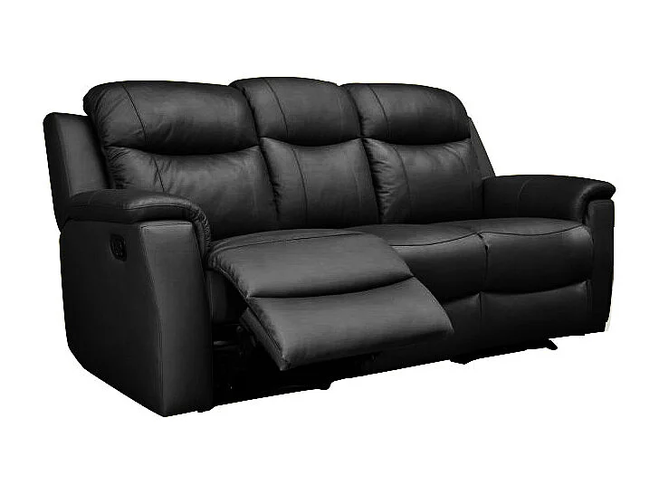Driezits- en tweezits relaxbank en relaxfauteuil EVASION van leer - zwart