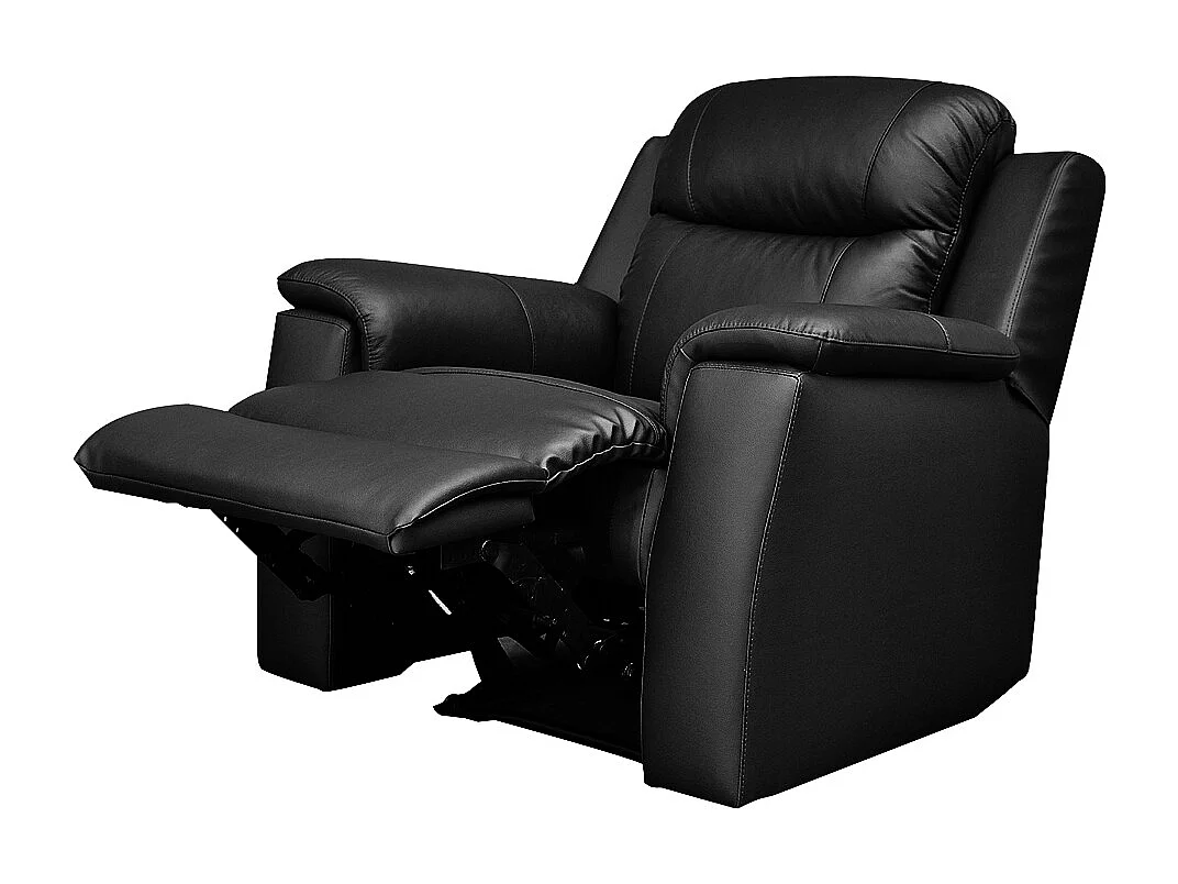 Driezits- en tweezits relaxbank en relaxfauteuil EVASION van leer - zwart