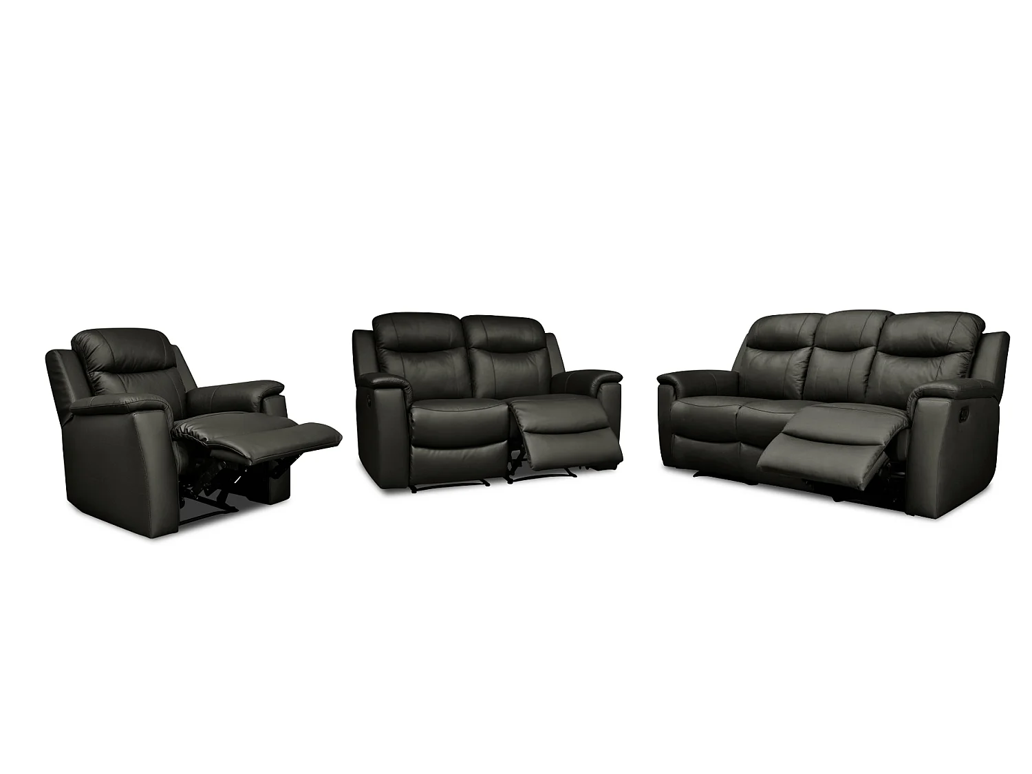Sofá 3+2+1 plazas  relax EVASION de piel - Negro
