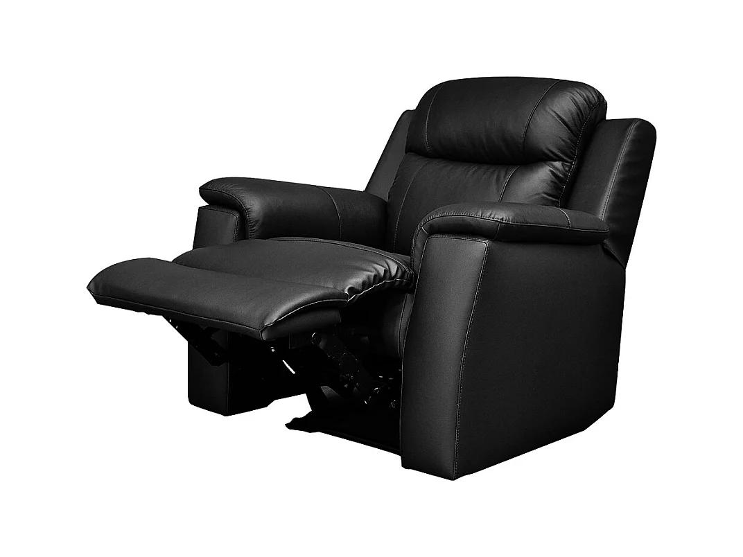 Driezits relaxbank en twee relaxfauteuils EVASION van leer - zwart