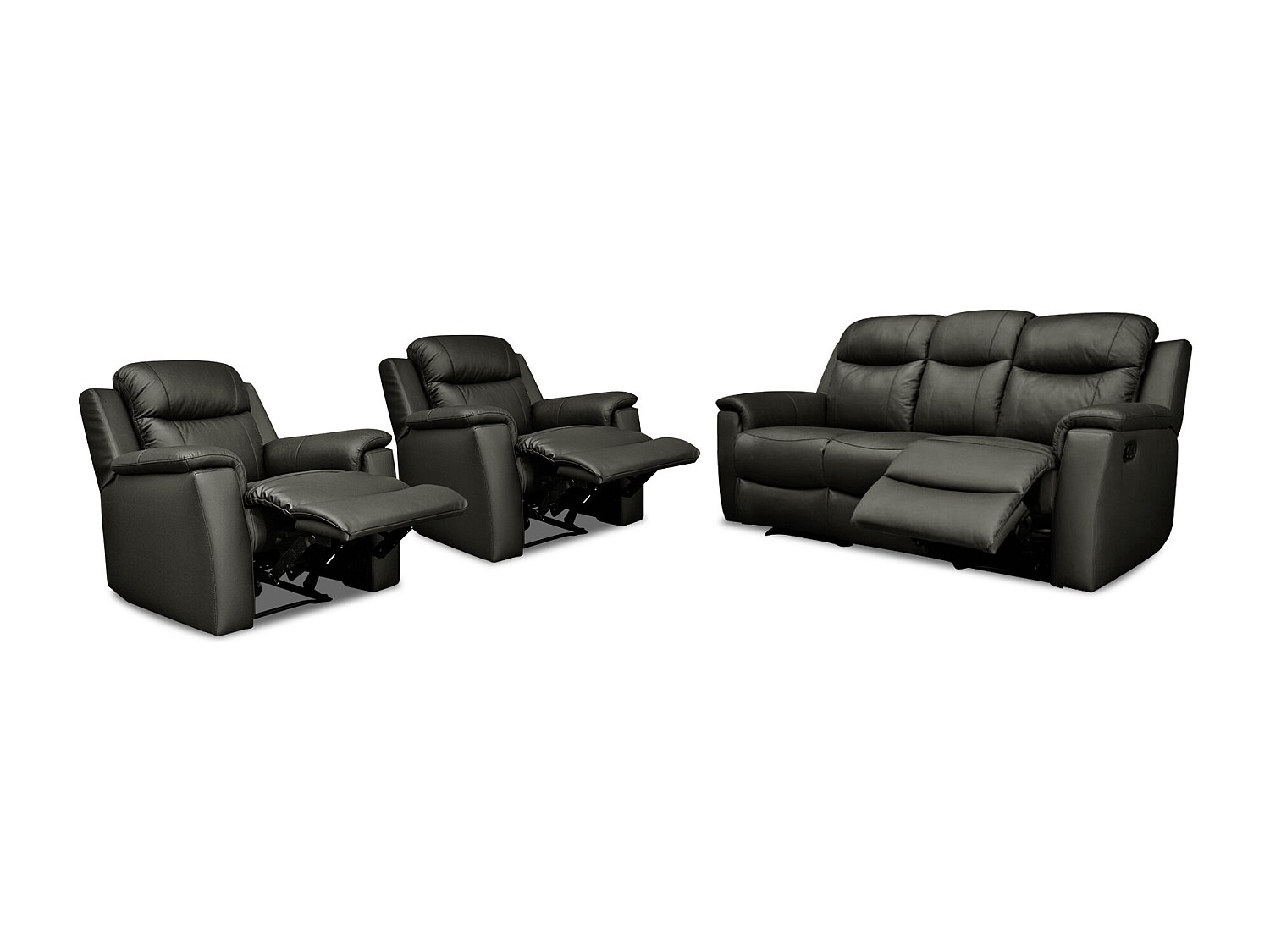 Vente-unique Ledergarnitur Relax 3+ - Schwarz - Evasion