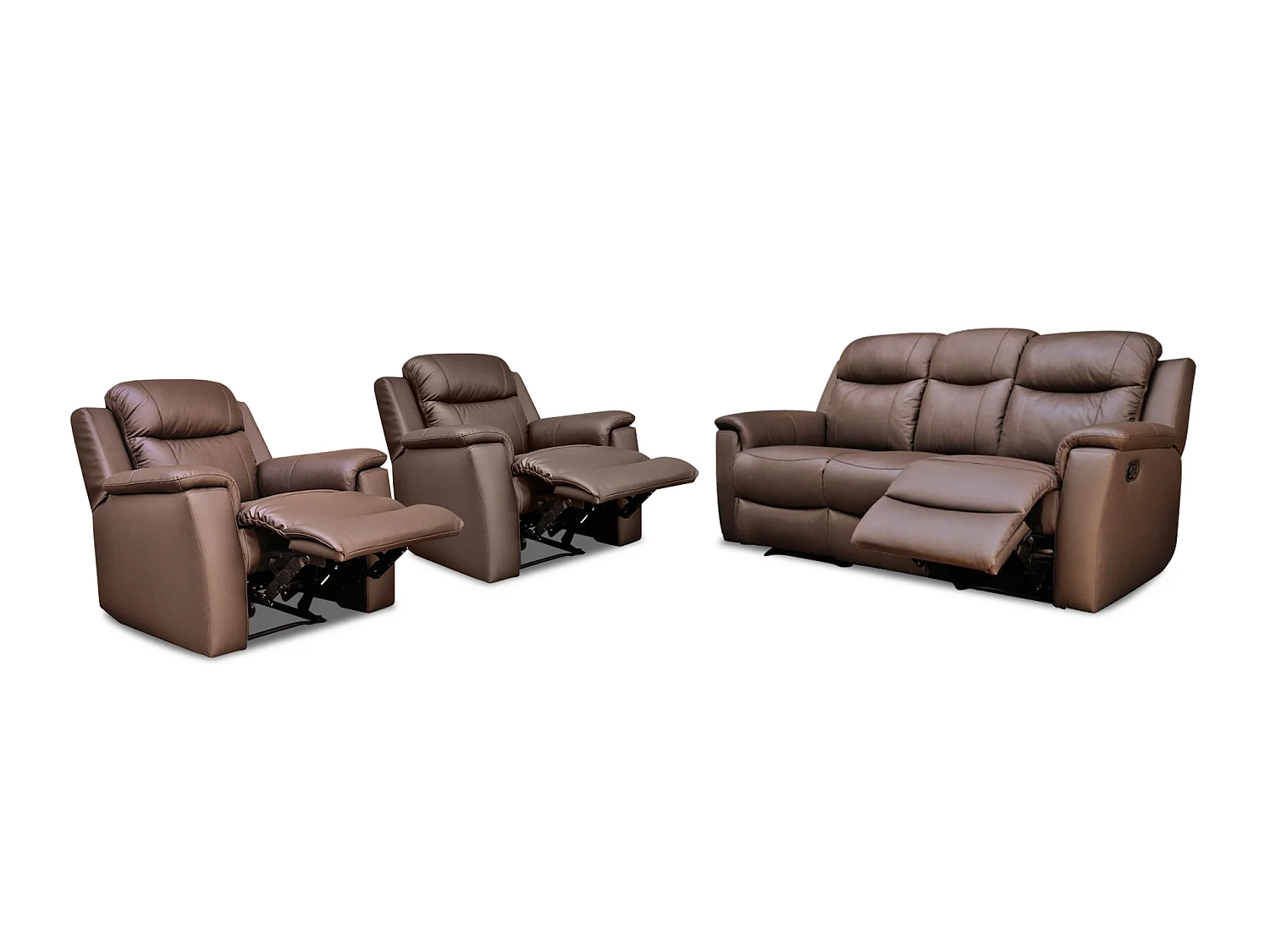 Sofá 3+1+1 plazas relax EVASION de piel - Marrón