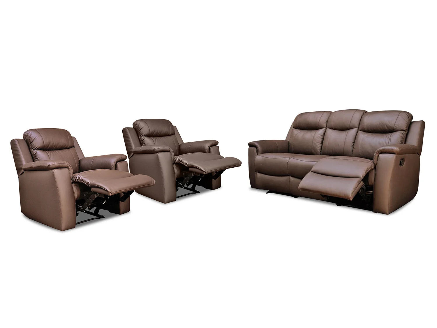 Sofá 3+1+1 plazas relax EVASION de piel - Marrón
