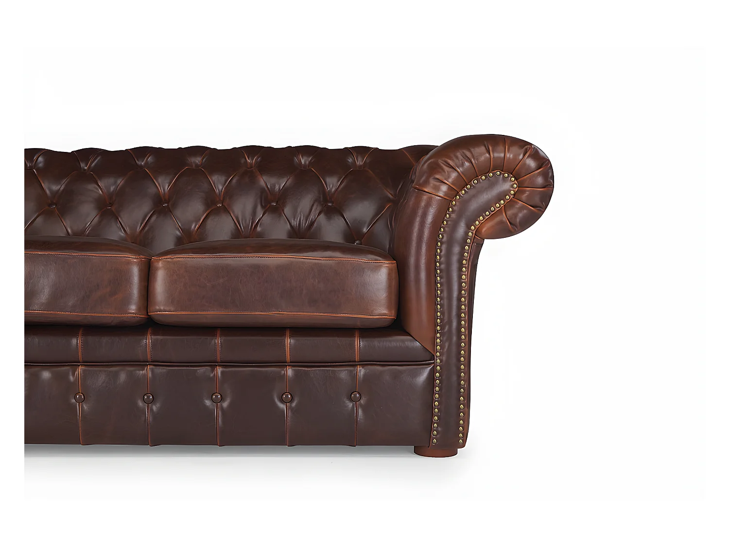 Sofá de 2 lugares 100% couro envelhecido estilo chesterfield - CLOTAIRE