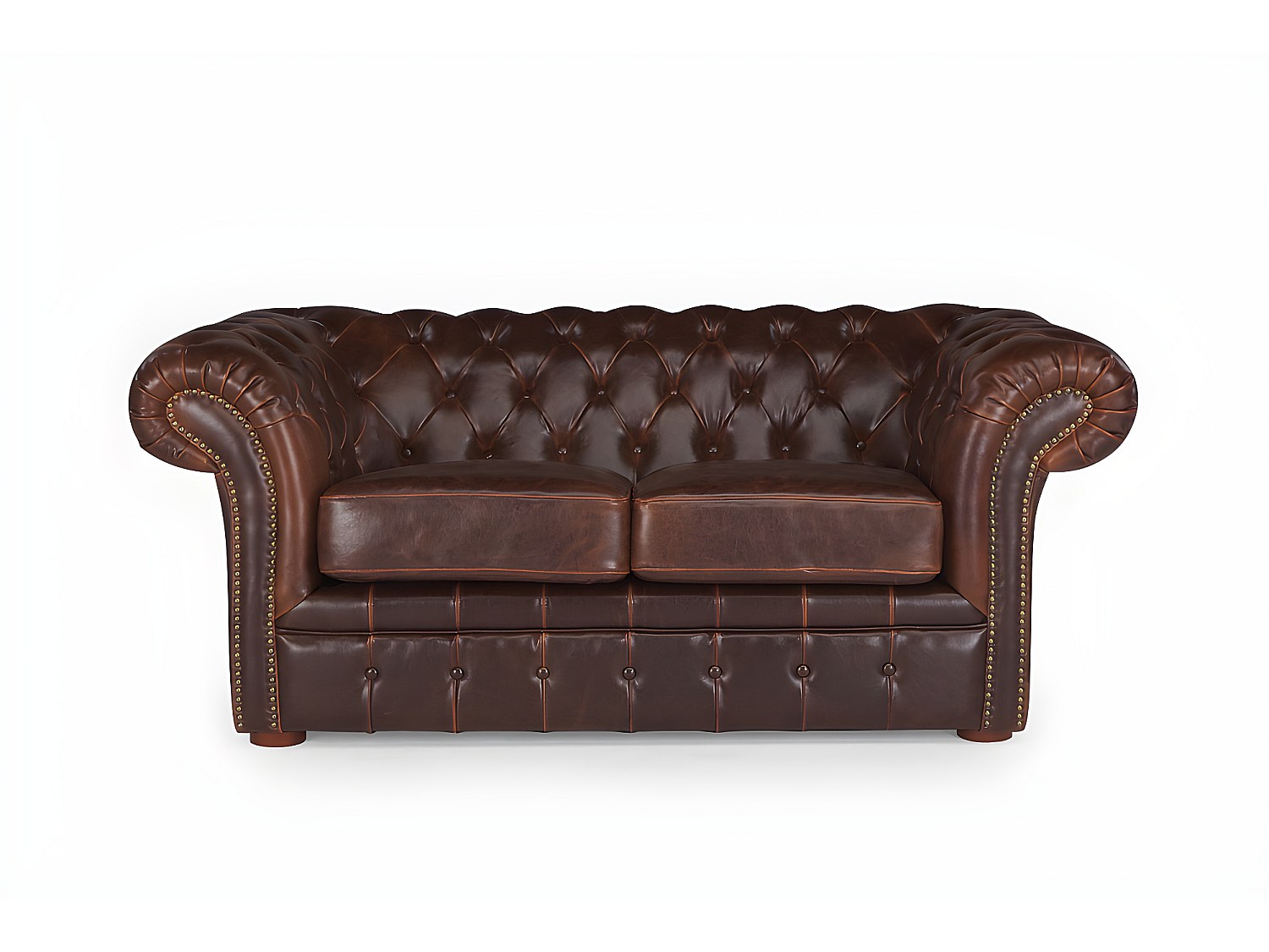 Chesterfield Ledersofa 2-Sitzer - Vintage Leder - Braun  - CLOTAIRE günstig online kaufen