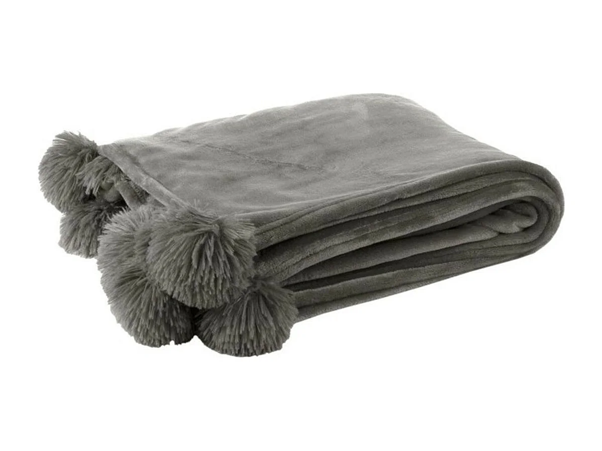 Plaid à Pompons "Blanket" 130x170cm Gris