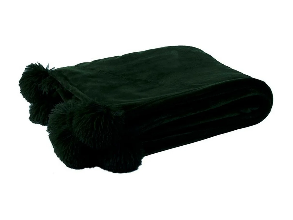 Plaid à Pompons "Blanket" 130x170cm Noir