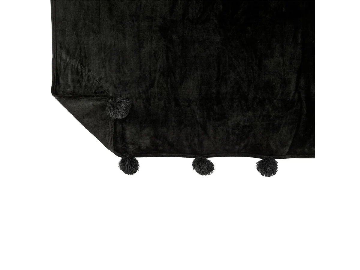 Plaid à Pompons "Blanket" 130x170cm Noir