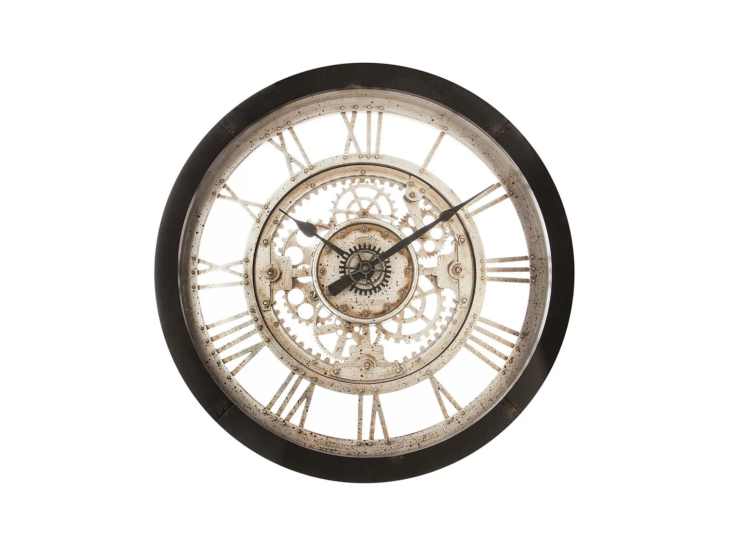 Reloj de pared circular con mecanismos negro/dorado 61x61x7 cm