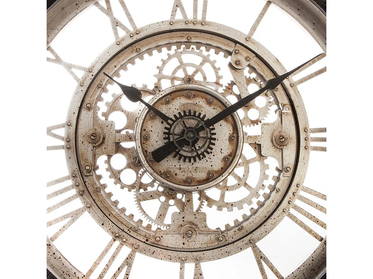 Reloj de pared circular con mecanismos negro/dorado 61x61x7 cm