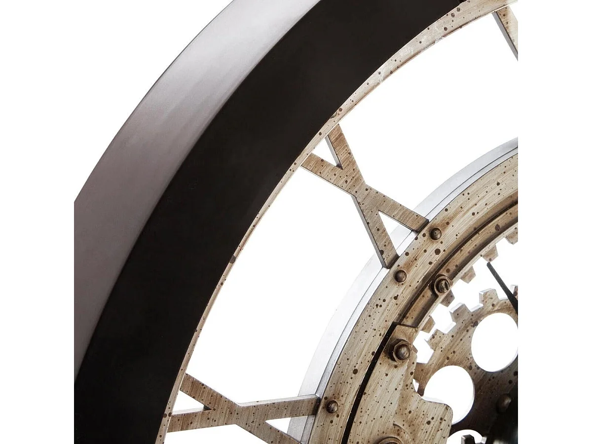 Reloj de pared circular con mecanismos negro/dorado 61x61x7 cm