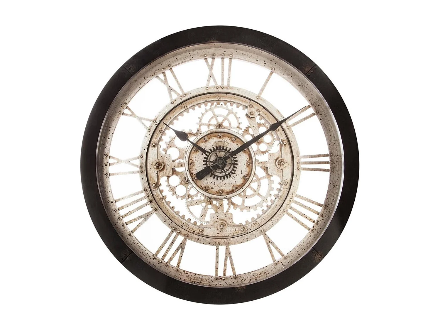 Reloj de pared circular con mecanismos negro/dorado 61x61x7 cm