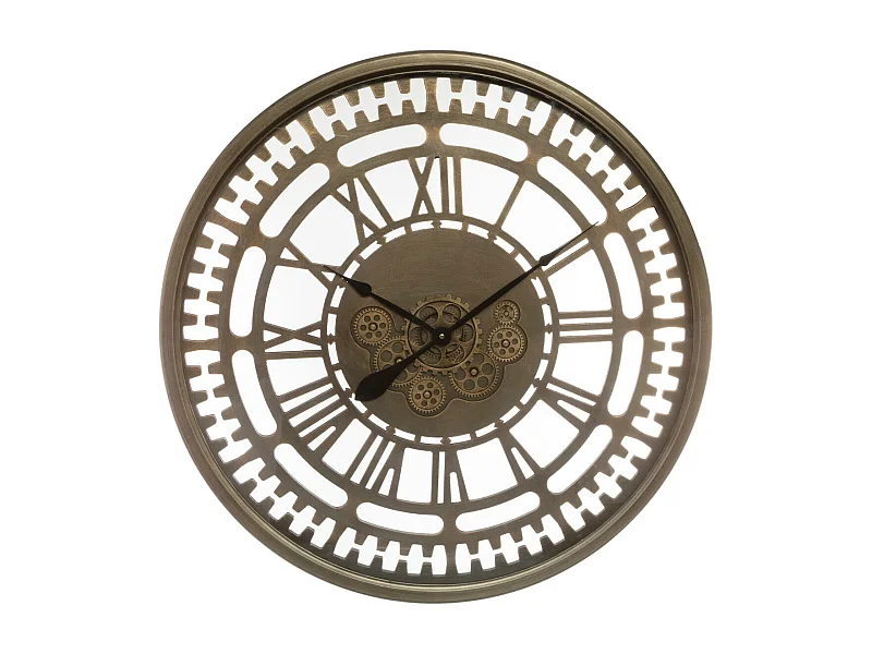 Horloge Murale Vintage "Mécanisme" 80cm Marron