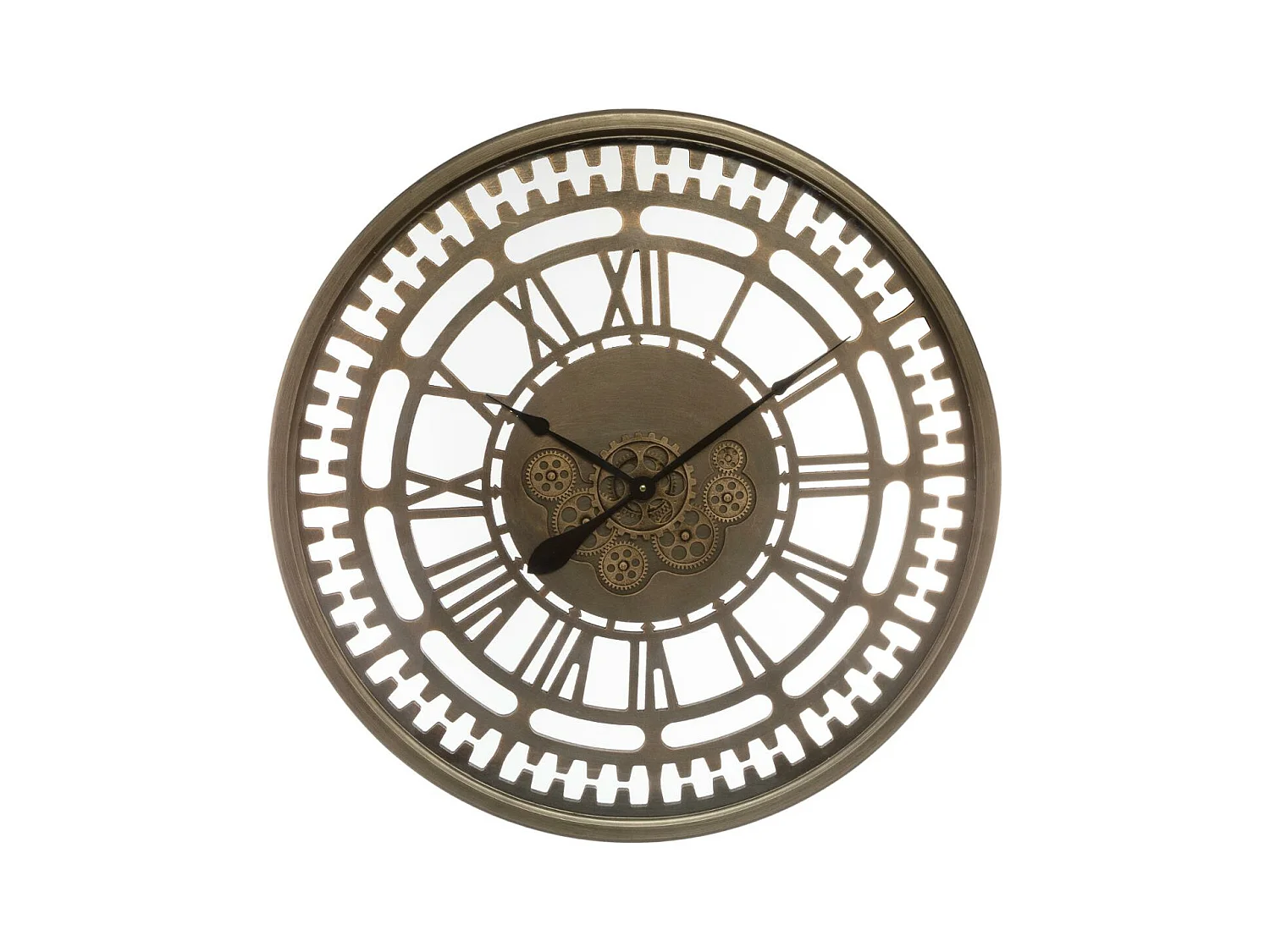 Horloge Murale Vintage "Mécanisme" 80cm Marron