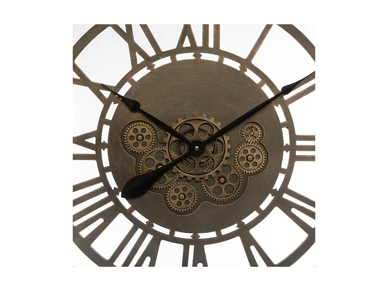 Horloge Murale Vintage "Mécanisme" 80cm Marron