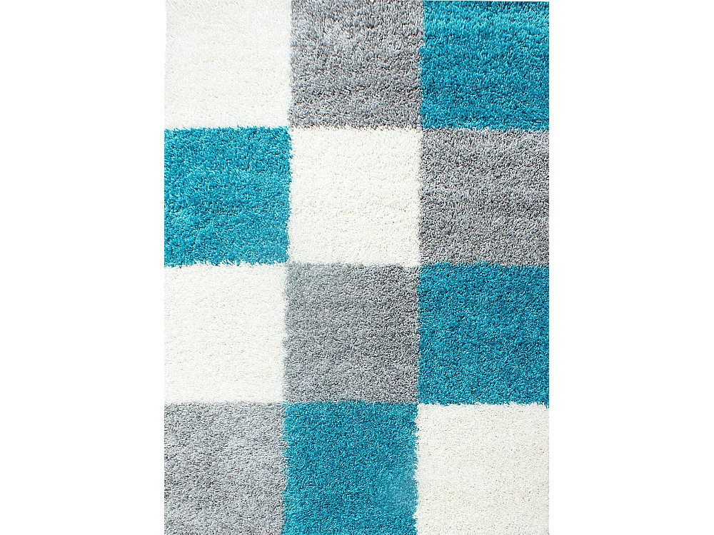 SHAGGY - Tapis à Carreaux - Turquoise 200 x 290 cm