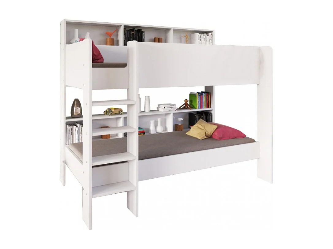 Lit superposé LUCKY 90x190 + 2 sommiers / Blanc