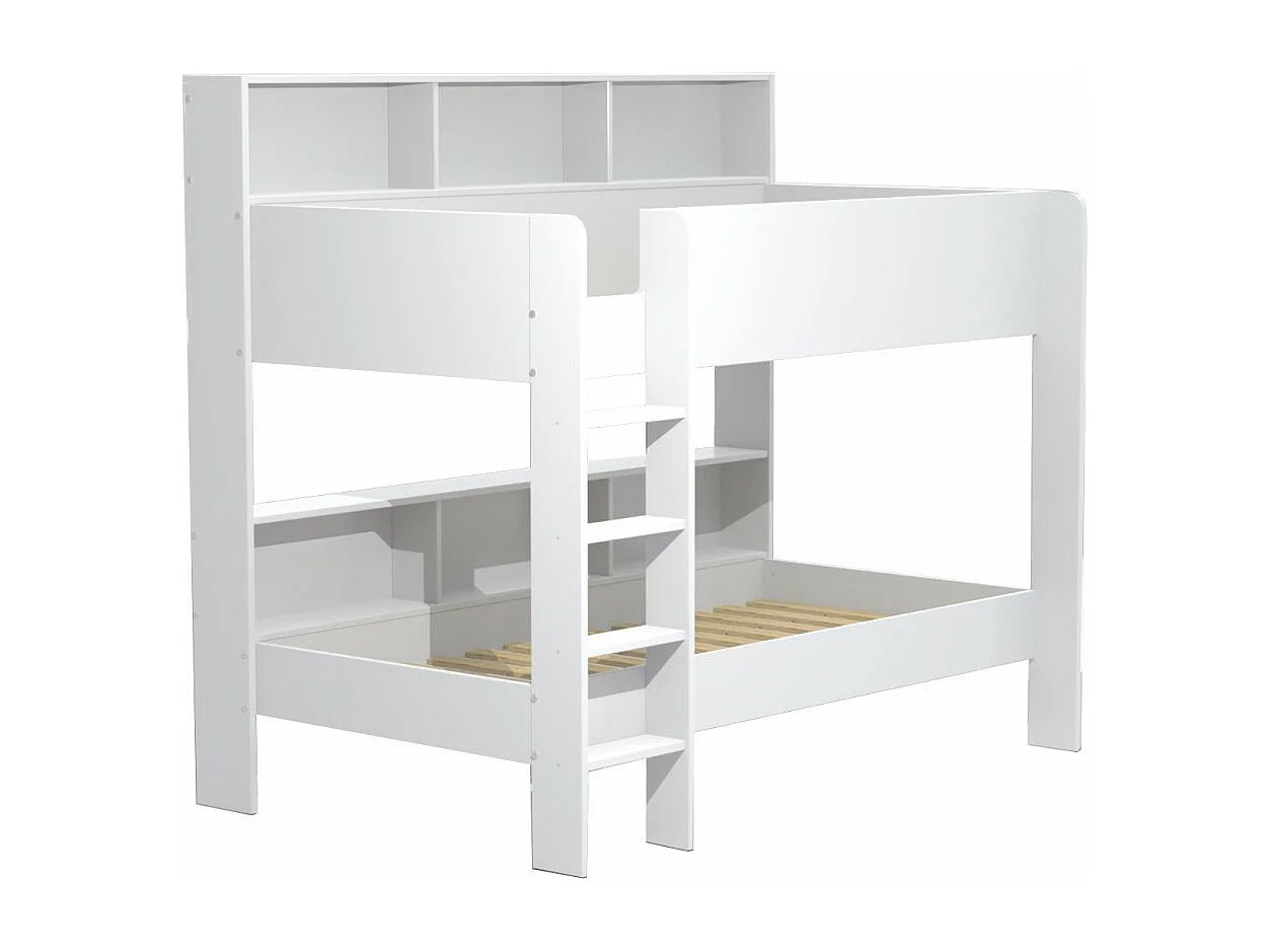 Lit superposé LUCKY 90x190 + 2 sommiers / Blanc